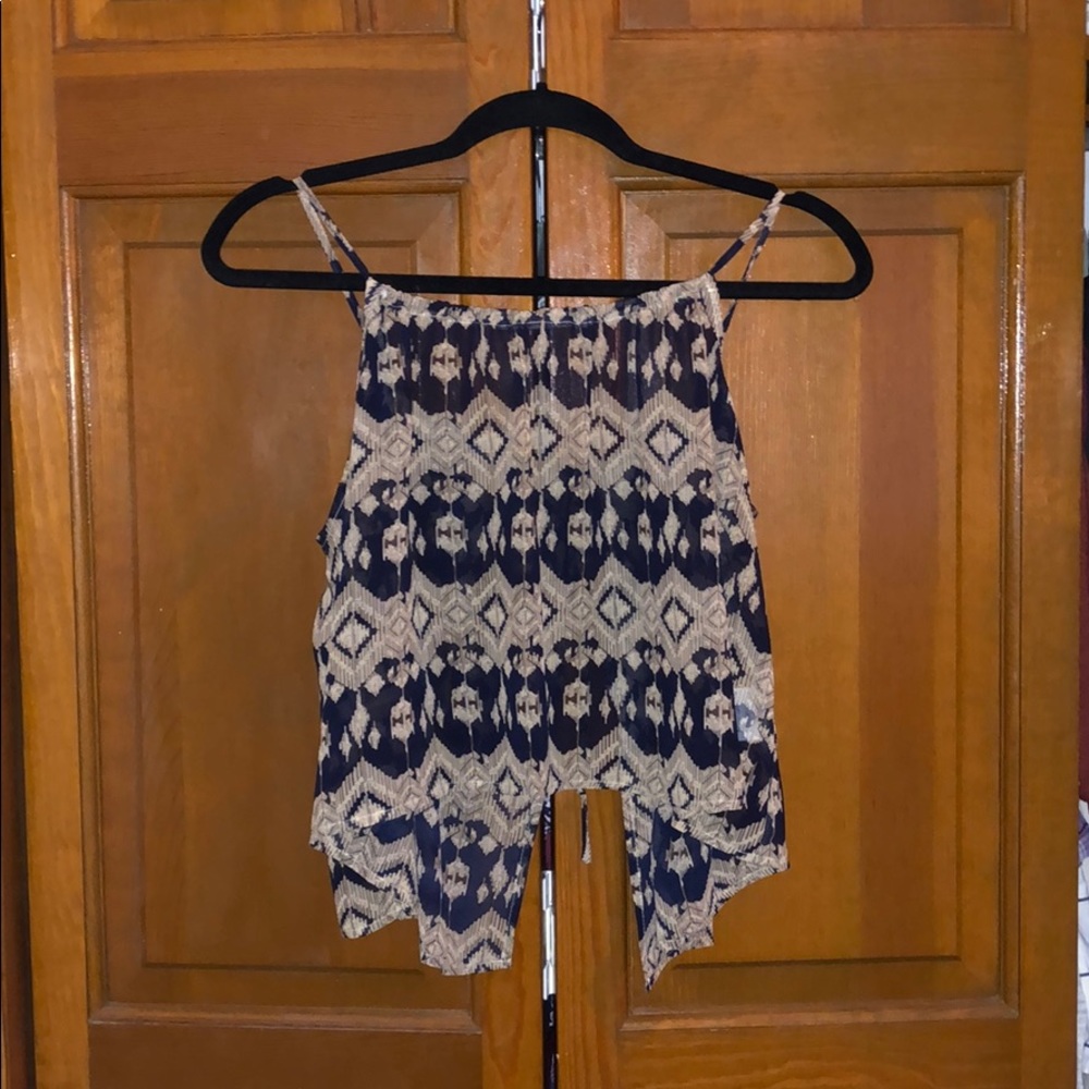 Blue and tan light crop top